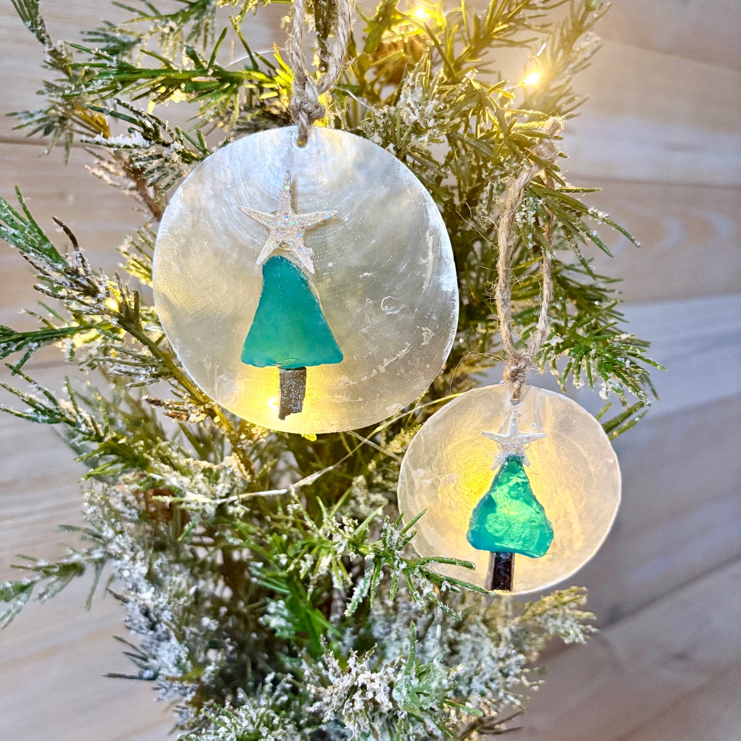 Mini Capiz & Seaglass Tree Ornaments