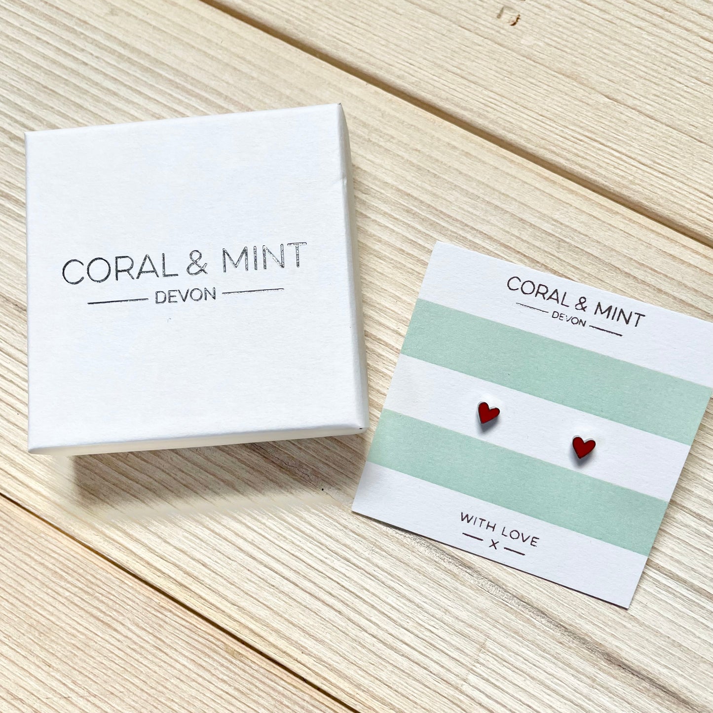 Mini Heart Studs- Berry Red