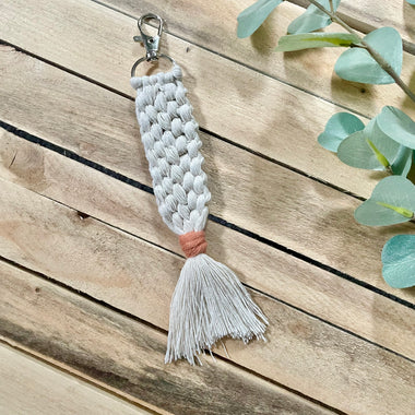 Braided Ivory Mermaid Tail Keychain