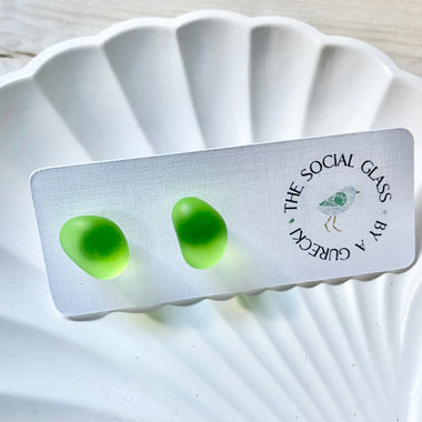 Seafoam Sea Glass Studs