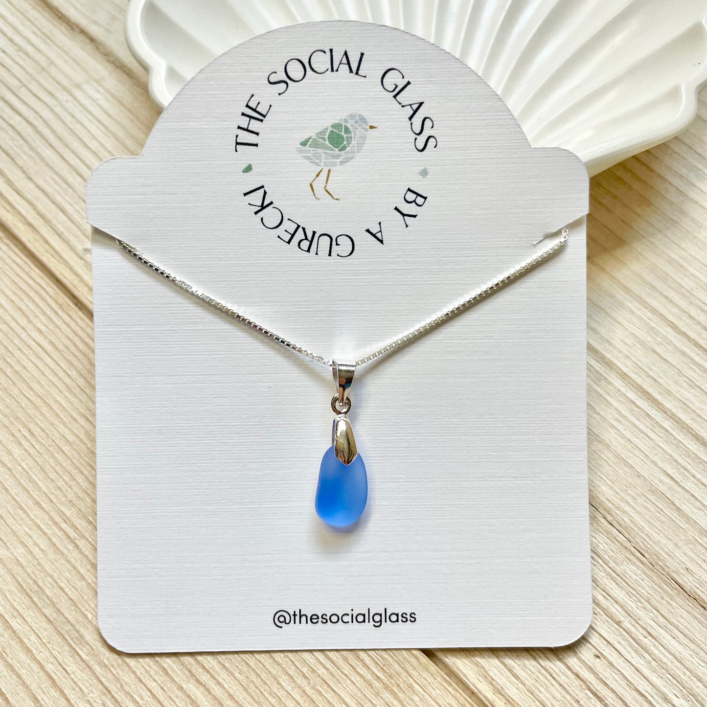 Violet Blue Sea Glass Necklace