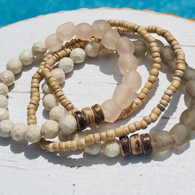 Blush Sea Glass & Coconut Wrap Stack