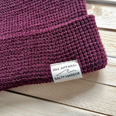 Maroon Waffle Knit Logo Beanie