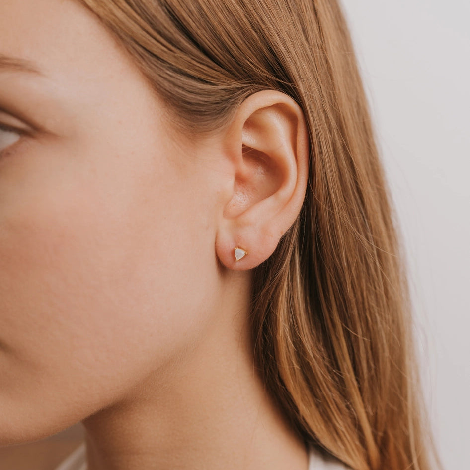Mini Energy Gem Mother of Pearl Gold Earrings