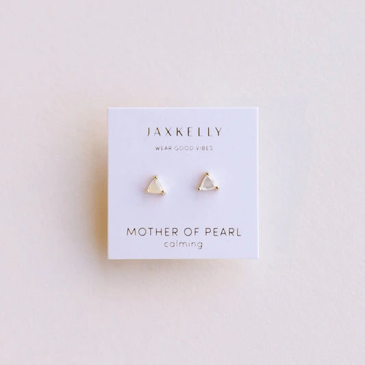 Mini Energy Gem Mother of Pearl Gold Earrings