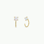Huggies White Opal Gold Earrings