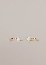 Huggies White Opal Gold Earrings