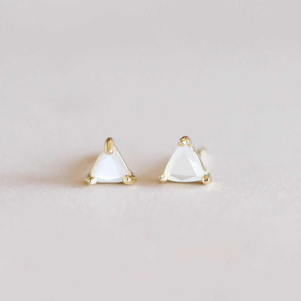 Mini Energy Gem Mother of Pearl Gold Earrings