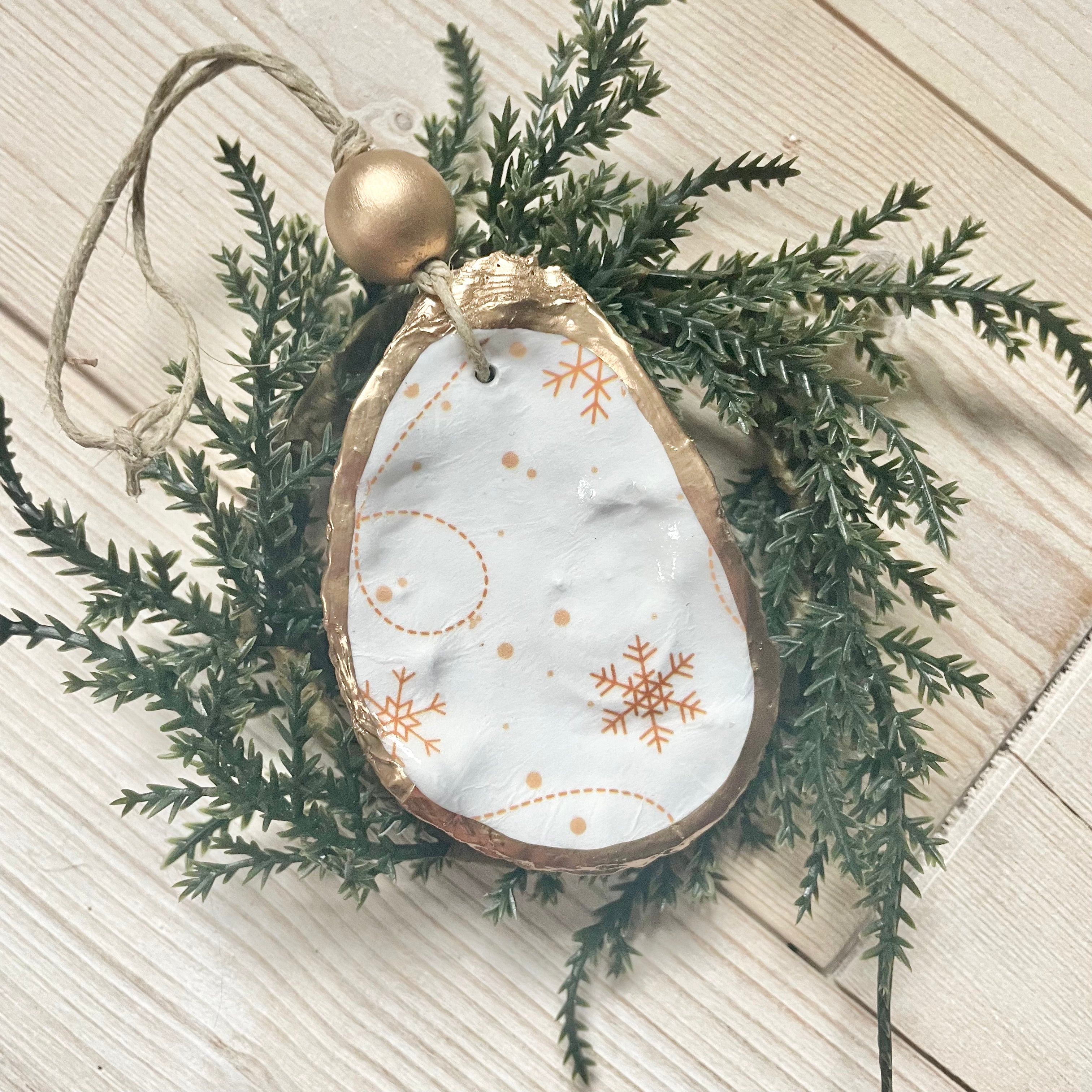 Gold Snowflake Oyster Ornament