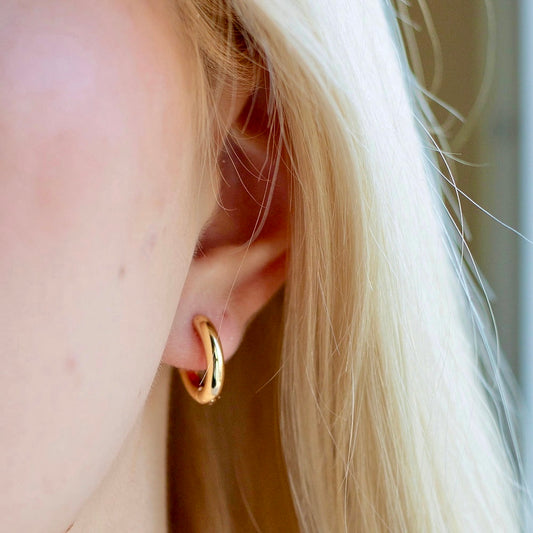 Gold Hoop Huggie Earrings