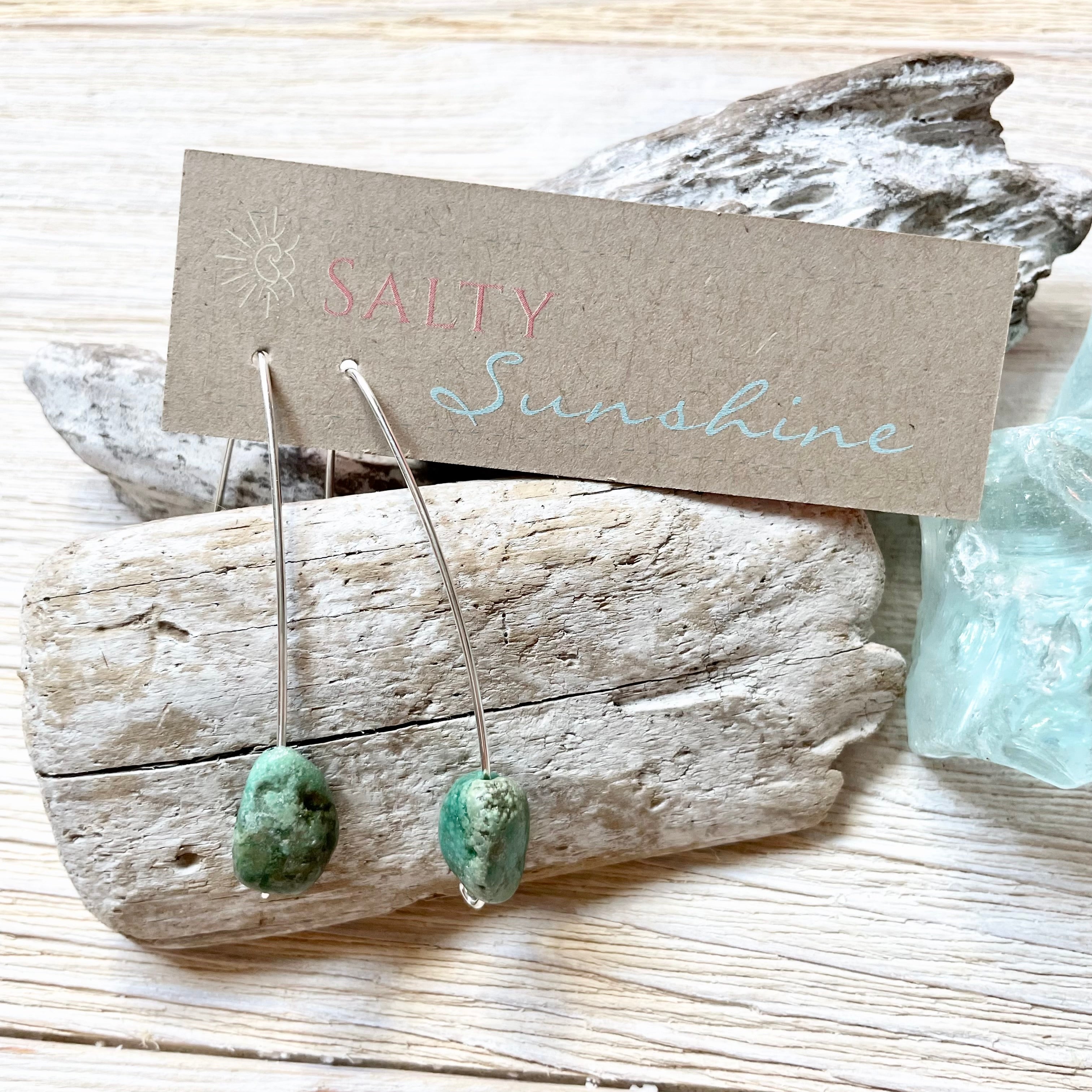Turquoise Nugget Inverted Threader Earrings