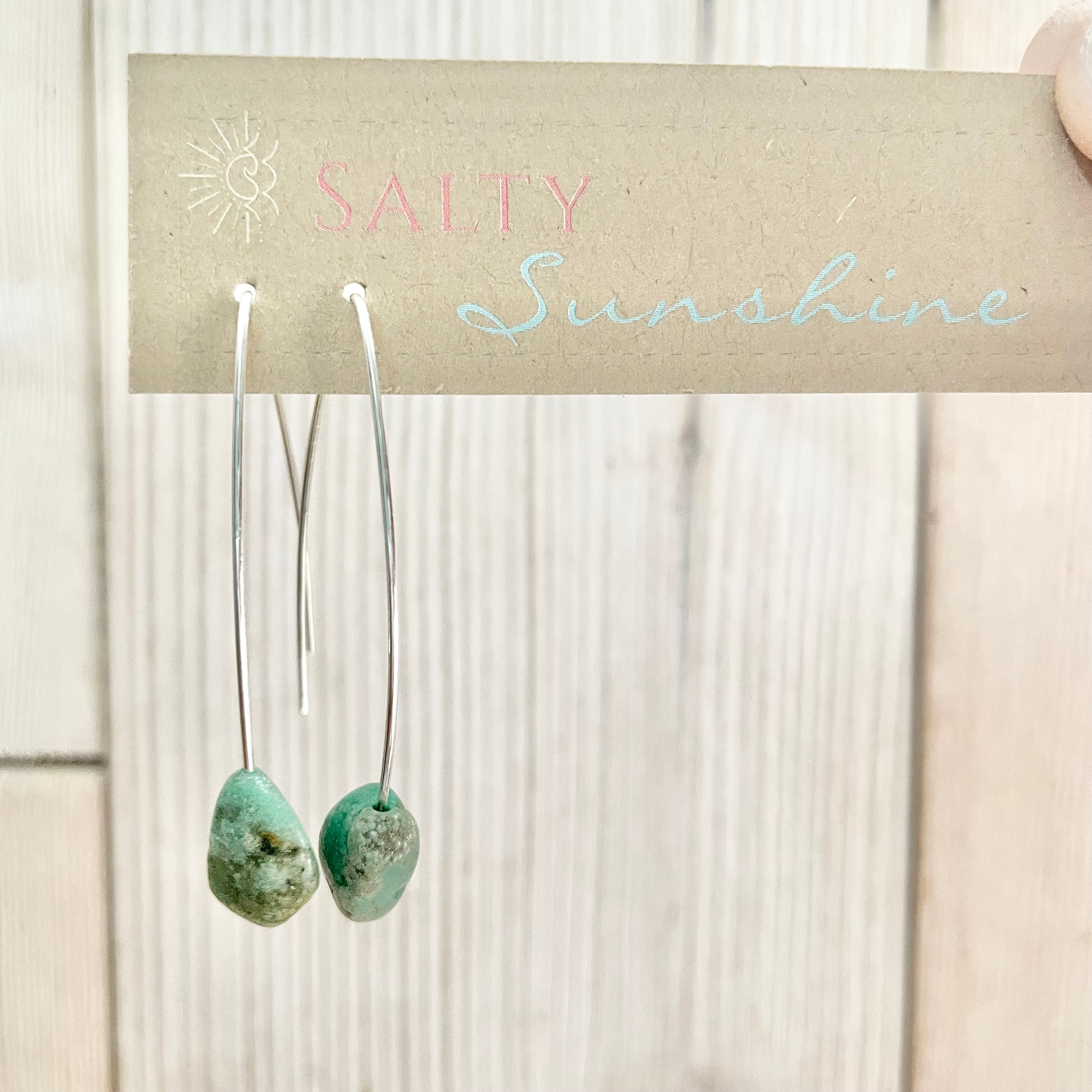 Turquoise Nugget Inverted Threader Earrings