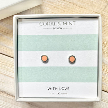 Coral Enamel Studs