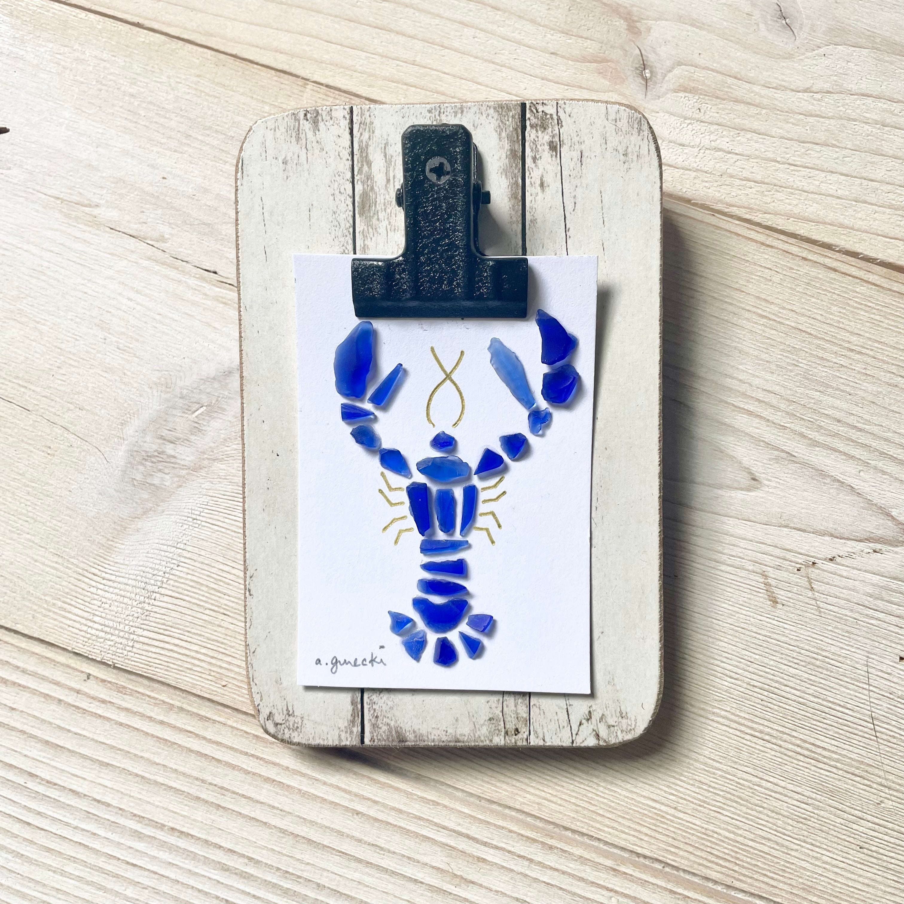 Blue Sea Glass Lobster Mini Frame
