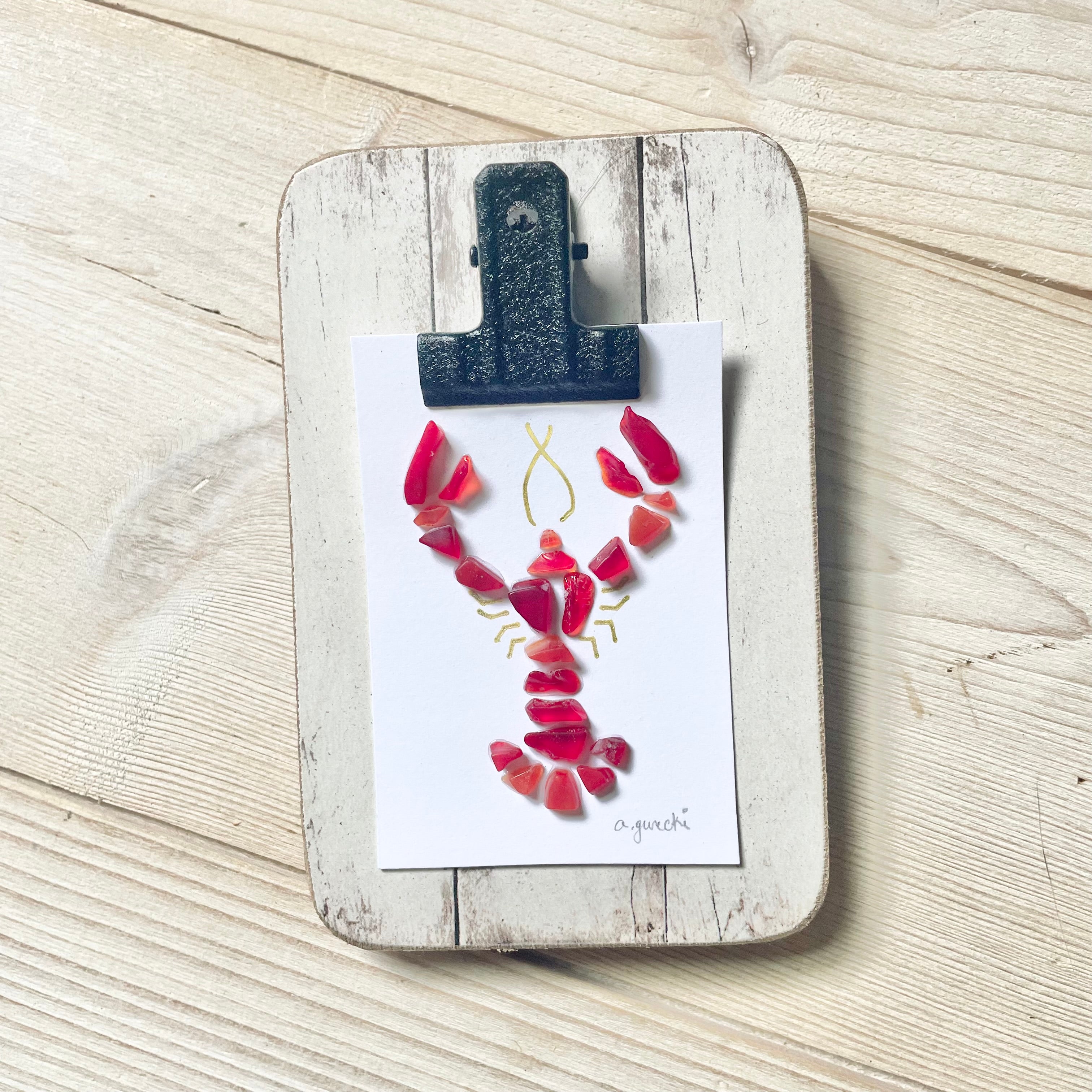 Red Sea Glass Lobster Mini Frame