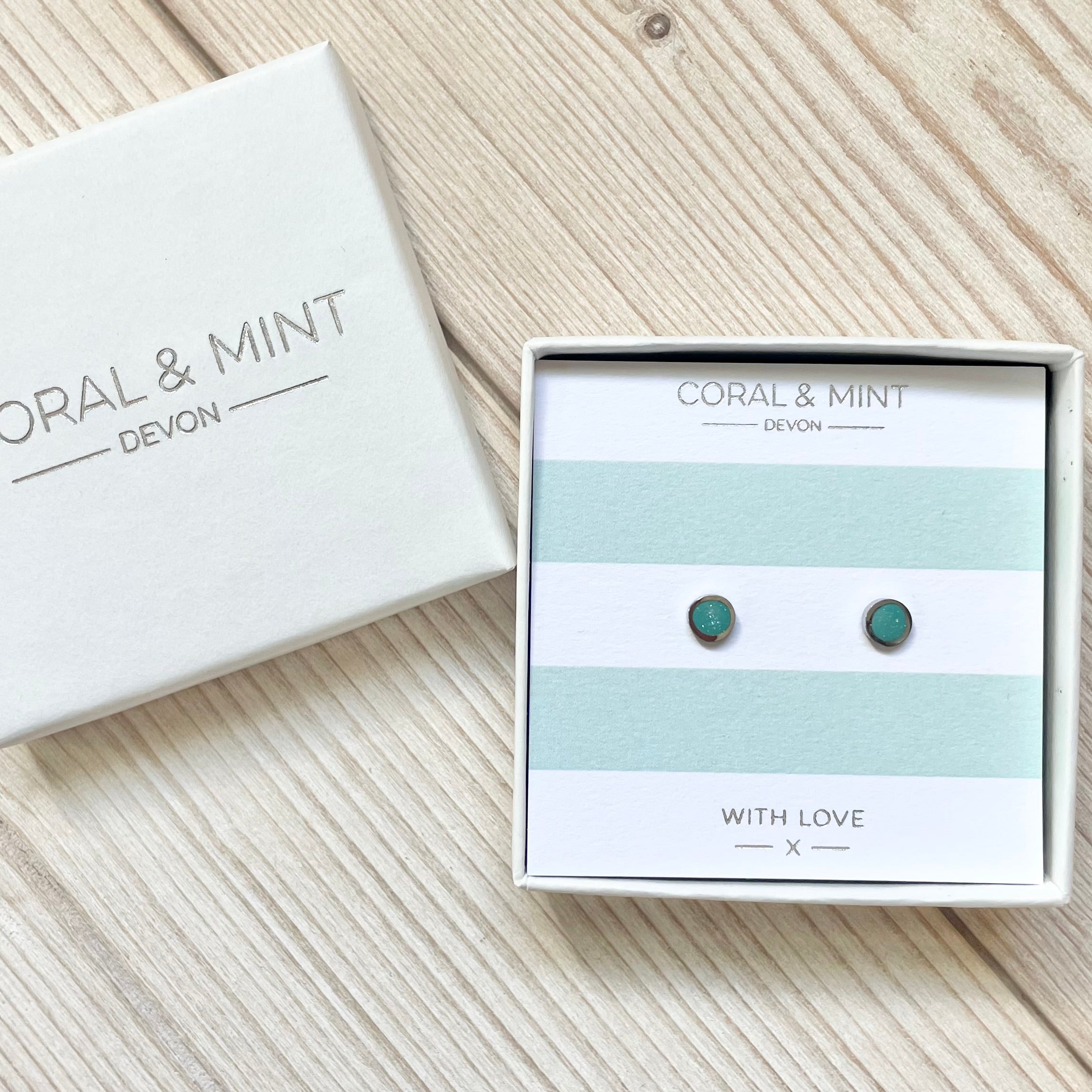 Turquoise Glitter Enamel Studs