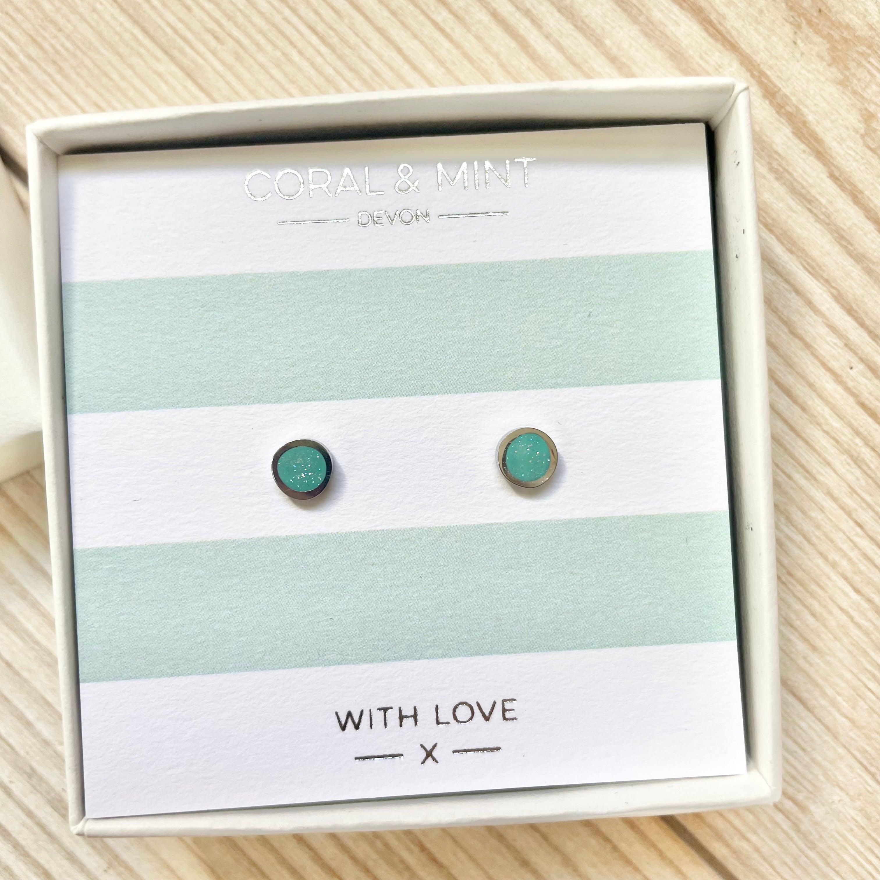 Turquoise Glitter Enamel Studs