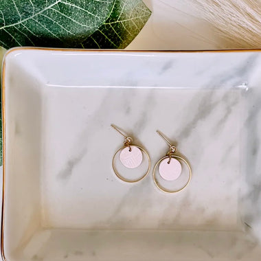 White Palm Peach Dangle Earrings