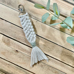Braided Ivory Mermaid Tail Keychain