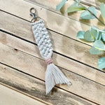 Braided Ivory Mermaid Tail Keychain