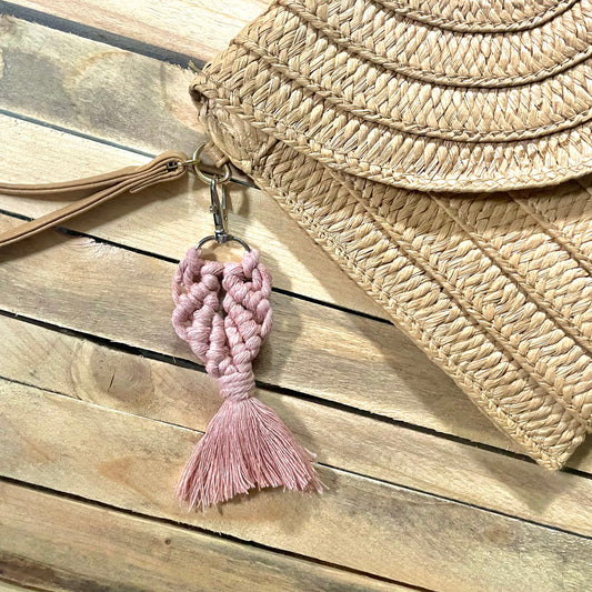 Macrame Mermaid Tail Keychain- Blush