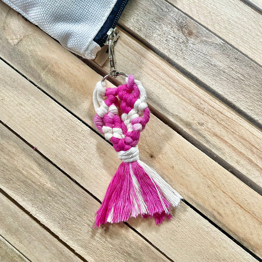 Macrame Mermaid Tail Keychain- Pink Ombre