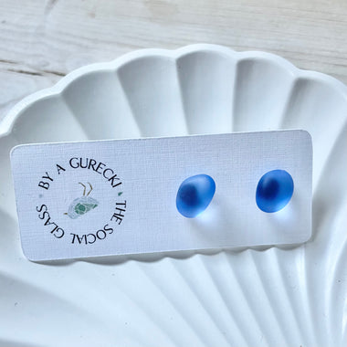 Violet Blue Sea Glass Studs