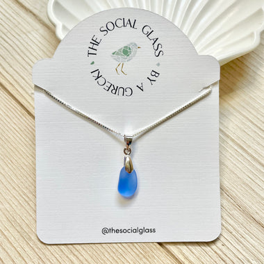 Violet Blue Sea Glass Necklace