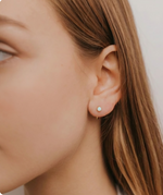 Huggies White Opal Gold Earrings