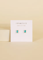 Baguette Turquoise Gold Earrings