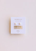 Huggies White Opal Gold Earrings