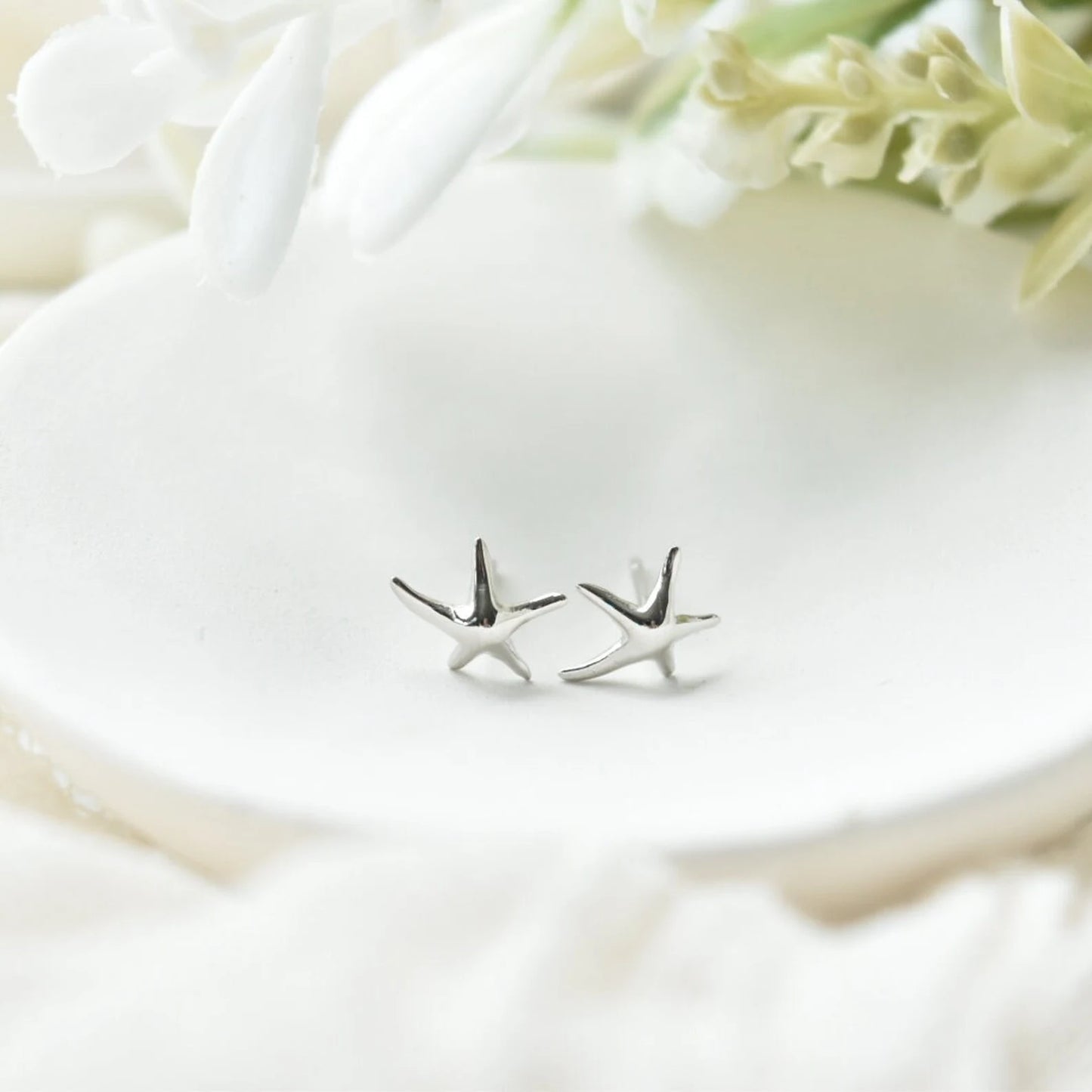 Silver Starfish Stud Earrings