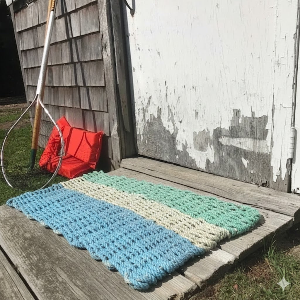Upcycled Lobster Rope Mat- Shoreline