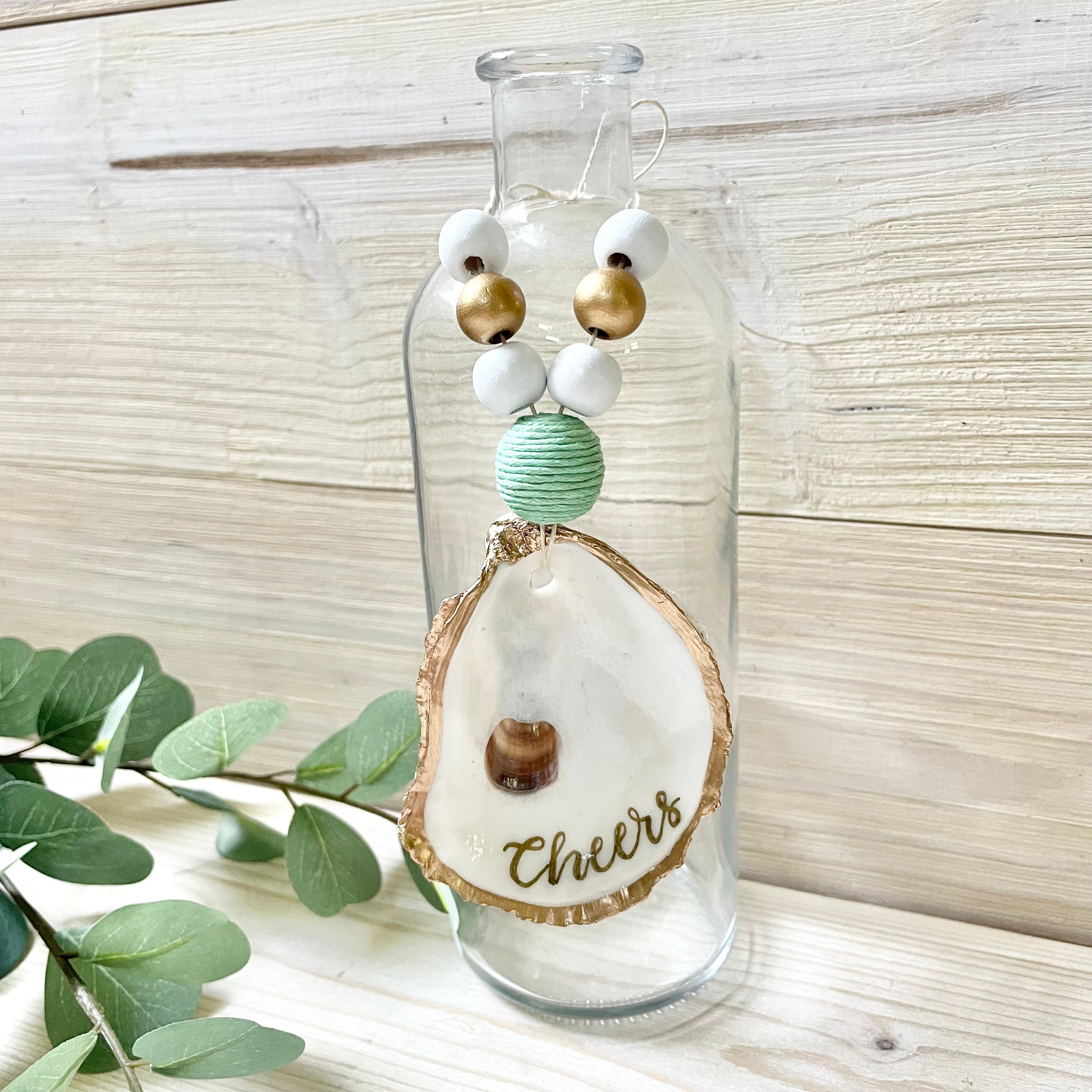 Oyster Shell "Cheers" Bottle Tag