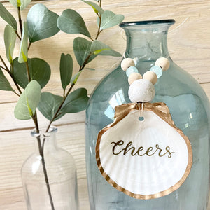 Scallop Shell "Cheers" Bottle Tag