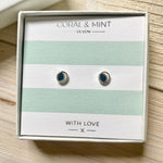Duo Circle Studs- Navy + Cream Enamel