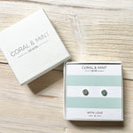 Duo Circle Studs- Light + Dark Mint Enamel