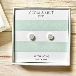 Silver Sparkly Circle Studs