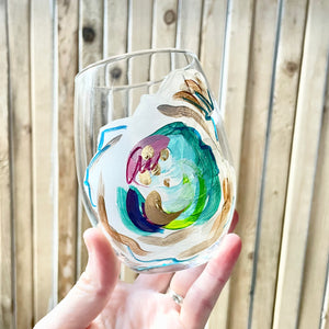 Hand Painted Oyster Wine Glass