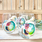 Hand Painted Oyster Wine Glass