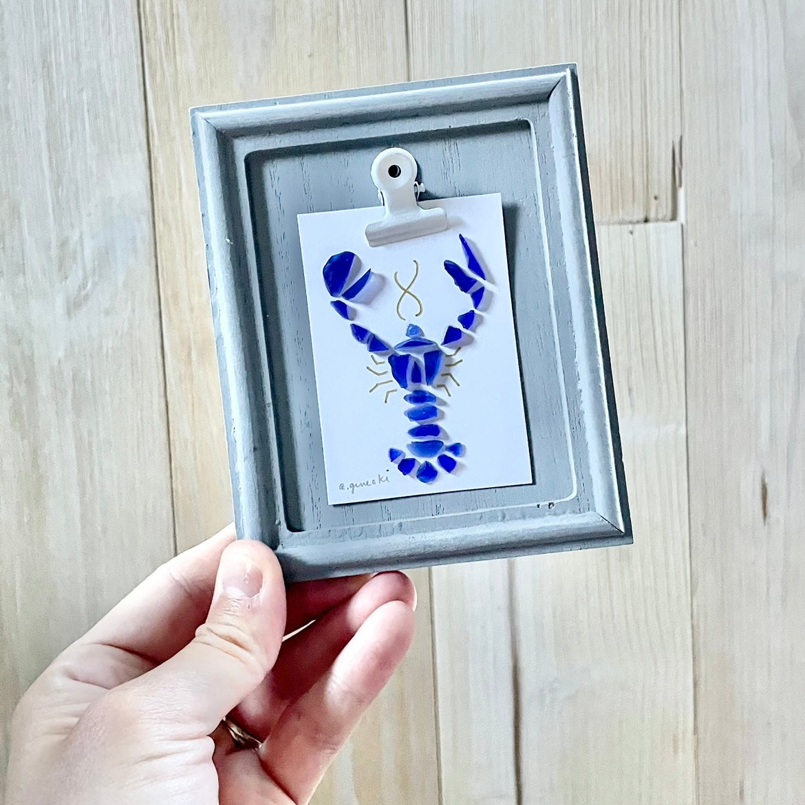 Blue Sea Glass Lobster Mini Frame
