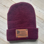 Shark Flag Patch Waffle Knit Beanie