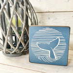 Whale Tail Circle Decorative Wooden Block