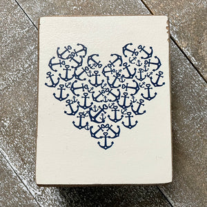 Anchor Heart Decorative Wooden Block