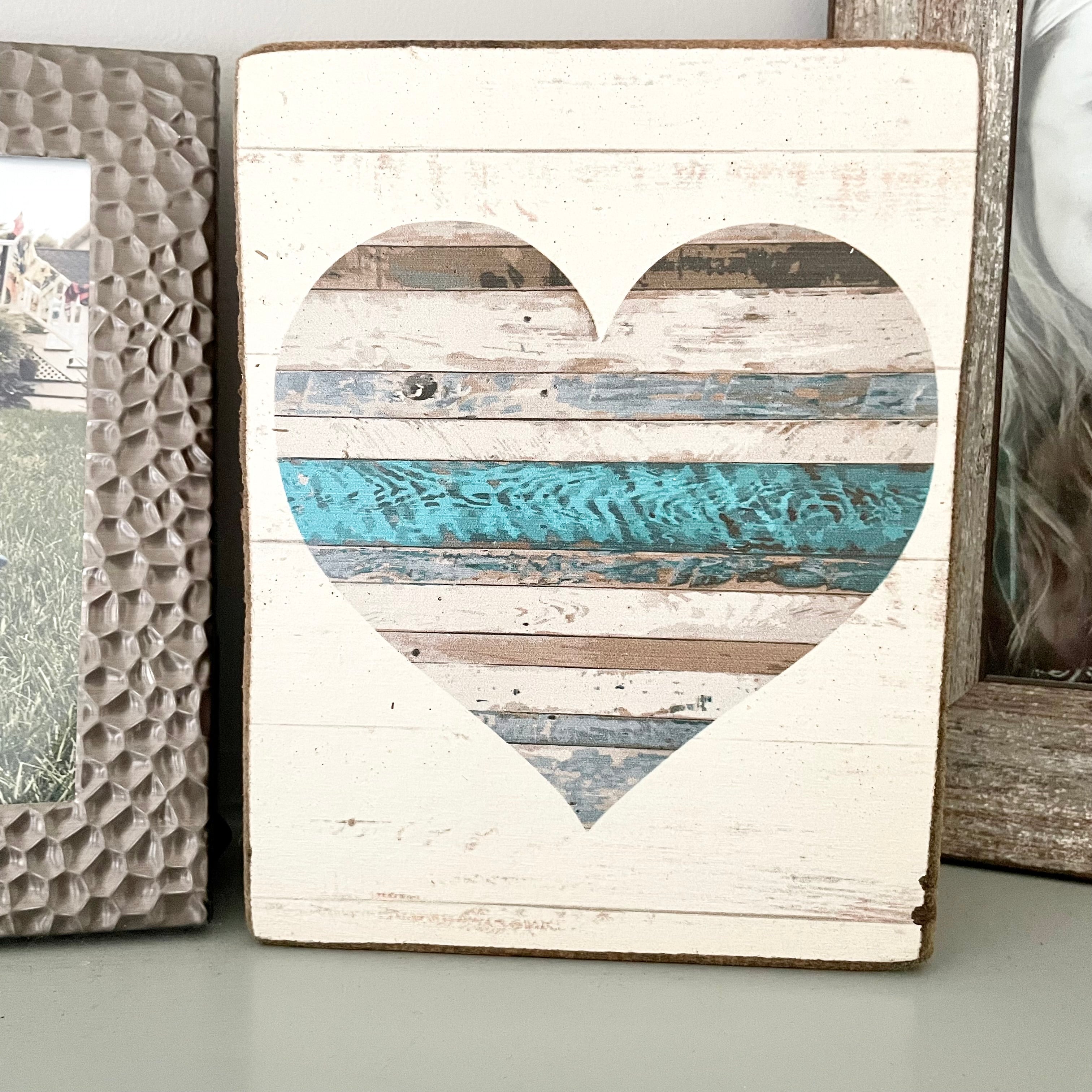 Shiplap Heart Decorative Wooden Block