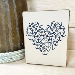 Anchor Heart Decorative Wooden Block