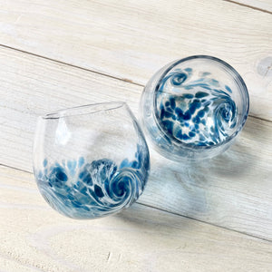 Hand Blown Gurnet Road Wave Wine Glass