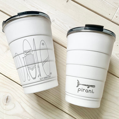 Surfboard Pirani Tumbler- White