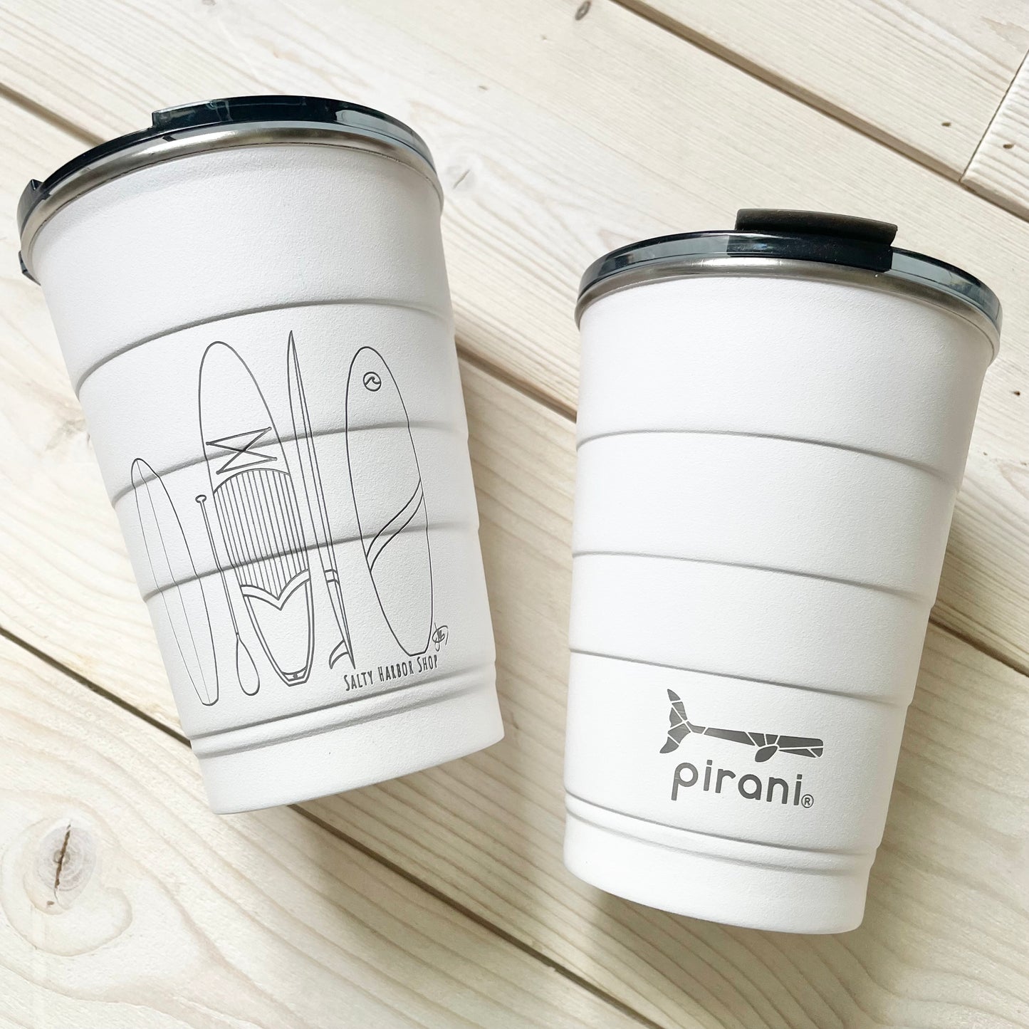 Surfboard Pirani Tumbler- White