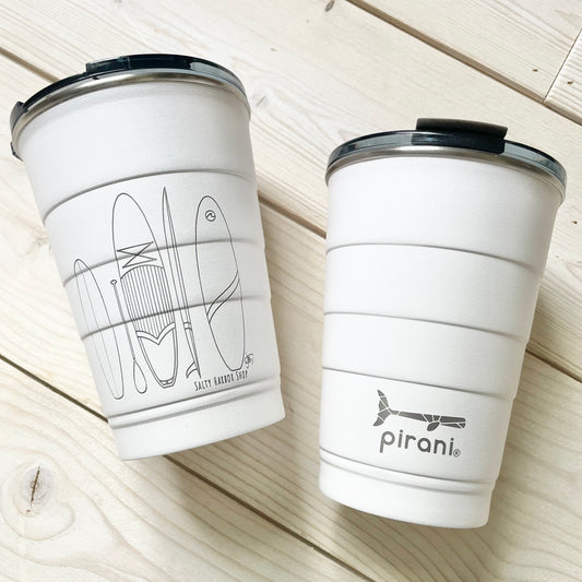 Surfboard Pirani Tumbler- White